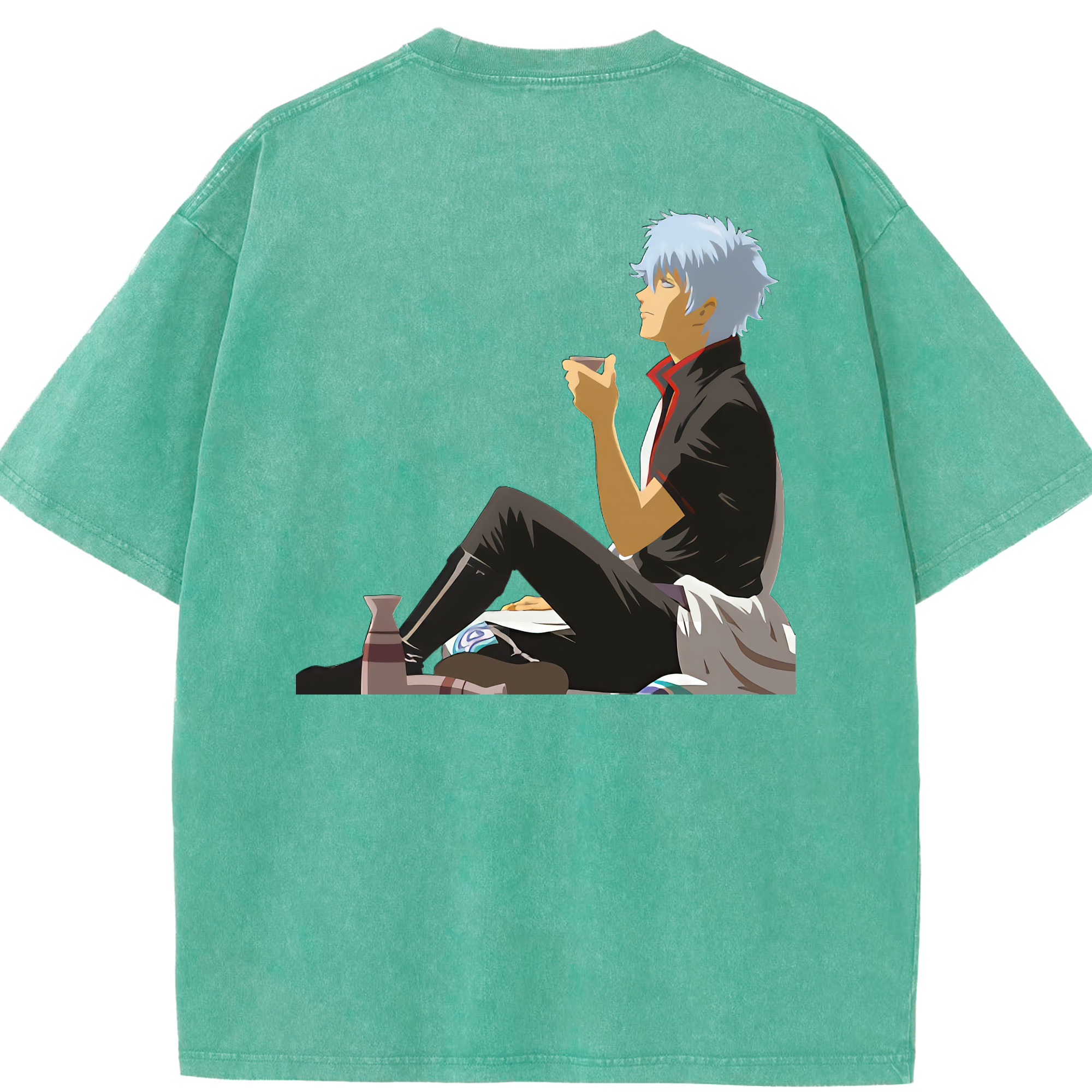 （画像用） ぎんたま 坂田銀時（さかたぎんとき） 神楽 志村新八（しむら しんぱち） GINTAMA Sakata Gintoki Kagura Shimura Shinpachi 綿100% ヴィンテージ風 半袖Tシャツ（背面プリント）